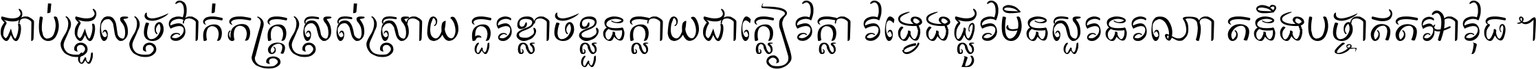 ជាប់​ជ្រួល​ច្រវាក់​ភក្ត្រ​ស្រស់ស្រាយ គួរ​ខ្លាច​ខ្លួន​ក្លាយ​ជា​ក្លៀវក្លា វង្វេង​ផ្លូវ​មិន​សួរន​រណា តនឹងបច្ចា​ឥត​អាវុធ ។