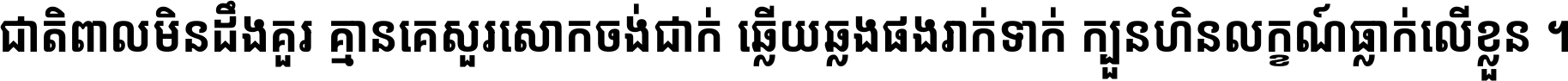 ជាតិ​ពាល​មិន​ដឹង​គួរ គ្មាន​គេ​សួរ​សោក​ចង់​ជាក់ ឆ្លើយ​ឆ្លង​ផង​រាក់​ទាក់​ ក្បួន​ហិន​លក្ខណ៍​ធ្លាក់​លើ​ខ្លួន ។