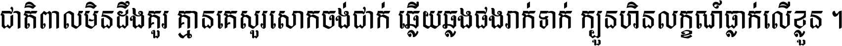 ជាតិ​ពាល​មិន​ដឹង​គួរ គ្មាន​គេ​សួរ​សោក​ចង់​ជាក់ ឆ្លើយ​ឆ្លង​ផង​រាក់​ទាក់​ ក្បួន​ហិន​លក្ខណ៍​ធ្លាក់​លើ​ខ្លួន ។