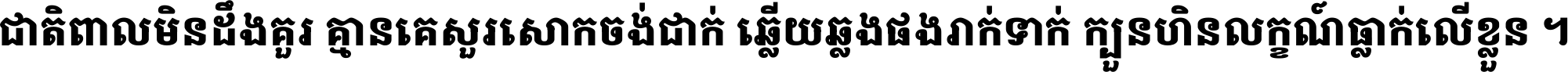 ជាតិ​ពាល​មិន​ដឹង​គួរ គ្មាន​គេ​សួរ​សោក​ចង់​ជាក់ ឆ្លើយ​ឆ្លង​ផង​រាក់​ទាក់​ ក្បួន​ហិន​លក្ខណ៍​ធ្លាក់​លើ​ខ្លួន ។