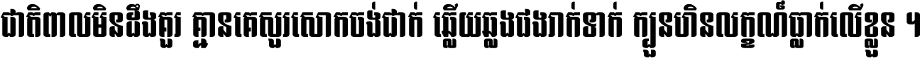 ជាតិ​ពាល​មិន​ដឹង​គួរ គ្មាន​គេ​សួរ​សោក​ចង់​ជាក់ ឆ្លើយ​ឆ្លង​ផង​រាក់​ទាក់​ ក្បួន​ហិន​លក្ខណ៍​ធ្លាក់​លើ​ខ្លួន ។